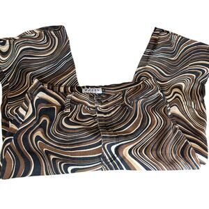 Motel Denim Swirl Print Flare Jeans Y2K Groovy Psychedelic Brown Women's M